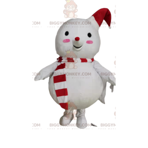 BIGGYMONKEY™ Snowman Mascot Costume with Red and White Hat –
