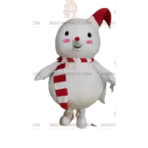 BIGGYMONKEY™ Snowman Mascot Costume with Red and White Hat -