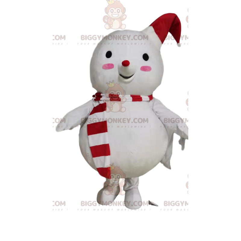 Costume de mascotte BIGGYMONKEY™ de bonhomme de neige avec un Costume de mascotte BIGGYMONKEY™ de bonhomme de neige avec un