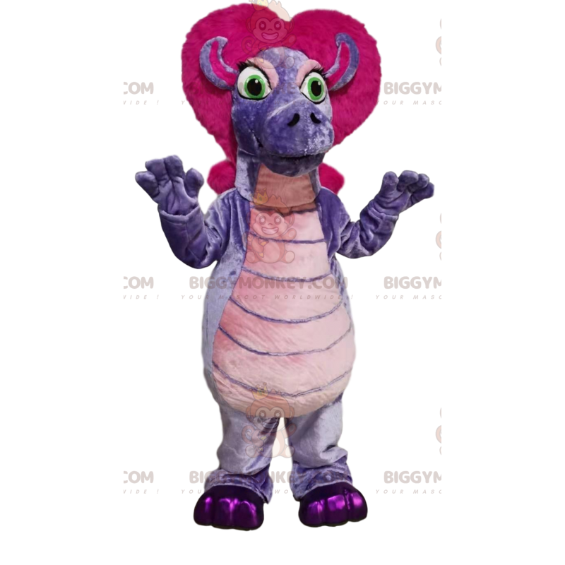 Costume de mascotte BIGGYMONKEY™ de dragonne violette avec une