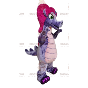 BIGGYMONKEY™ maskotdrakt av fiolett drage med fuchsia hår - Dragon maskot - BIGGYMONKEY_013842 - BiggyMonkey.com