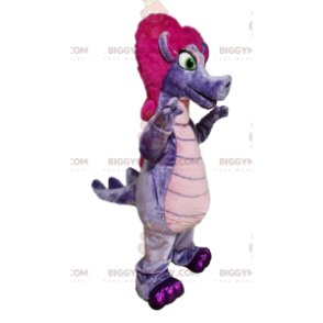 Costume de mascotte BIGGYMONKEY™ de dragonne violette avec une