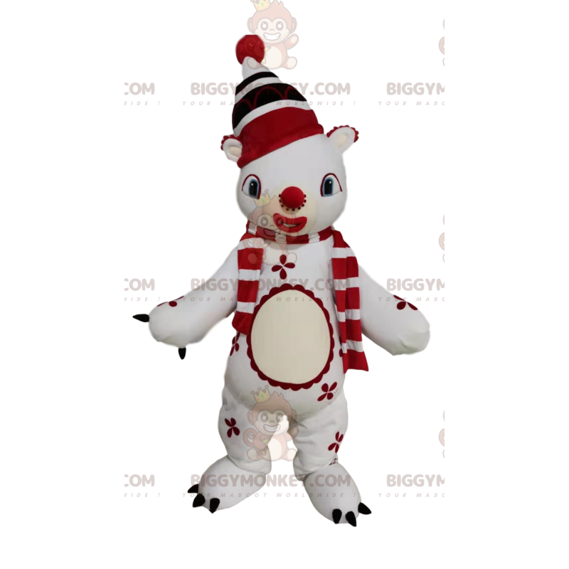 Disfraz de mascota de muñeco de nieve BIGGYMONKEY™ con gorro Disfraz de mascota de muñeco de nieve BIGGYMONKEY™ con gorro