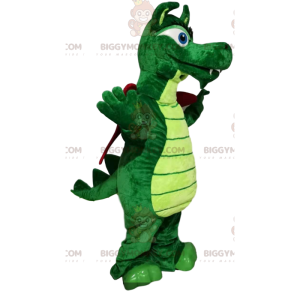 BIGGYMONKEY™ Mascot Costume Green Dragon with Burgundy Wings -
