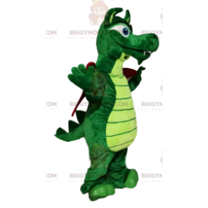 Disfraz de mascota BIGGYMONKEY™ Dragón verde con alas burdeos -