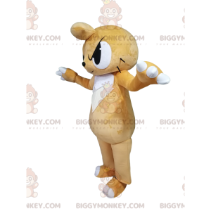BIGGYMONKEY™ μασκότ στολή μπεζ γάτα με απειλητικό βλέμμα -
