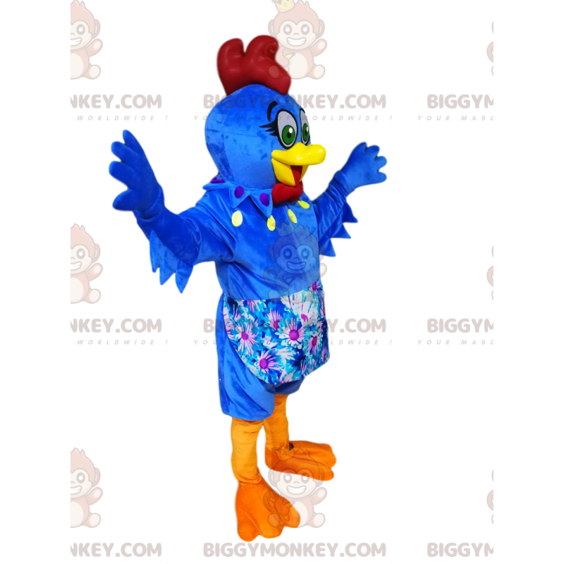 Blue Hen BIGGYMONKEY™ Mascot Costume with Floral Apron -