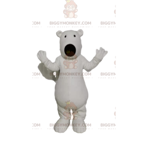 Στολή μασκότ BIGGYMONKEY™ πολικής αρκούδας με μεγάλο μαύρο