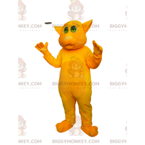Kostium maskotki BIGGYMONKEY™ Żółty kot z pięknymi zielonymi