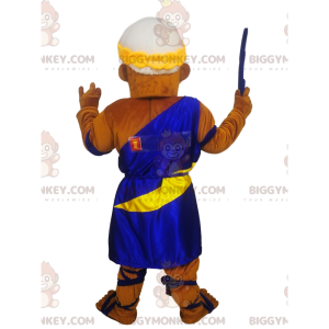 Zeus BIGGYMONKEY™ Mascot Costume with Blue and Yellow Toga -