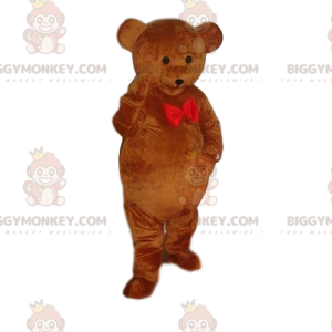BIGGYMONKEY™ Maskottchenkostüm Braunbärjunges mit roter Fliege