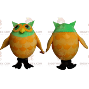 Vihreän ja keltaisen pöllön BIGGYMONKEY™ maskottiasu -