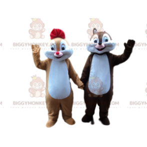Pár kostýmů hnědá a karamelová veverka BIGGYMONKEY™ maskot –