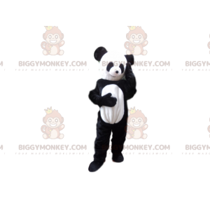 Erittäin hymyilevä Panda BIGGYMONKEY™ maskottiasu. Panda-asu. -