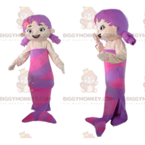 Kostium maskotka fioletowa syrenka BIGGYMONKEY™ z dwoma