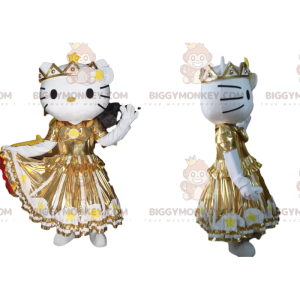 Hello Kitty BIGGYMONKEY™ maskotkostume med guldflæsekjole -