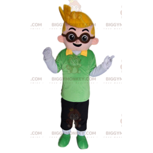 BIGGYMONKEY™ Little Blonde Boy Mascot Costume With Glasses -