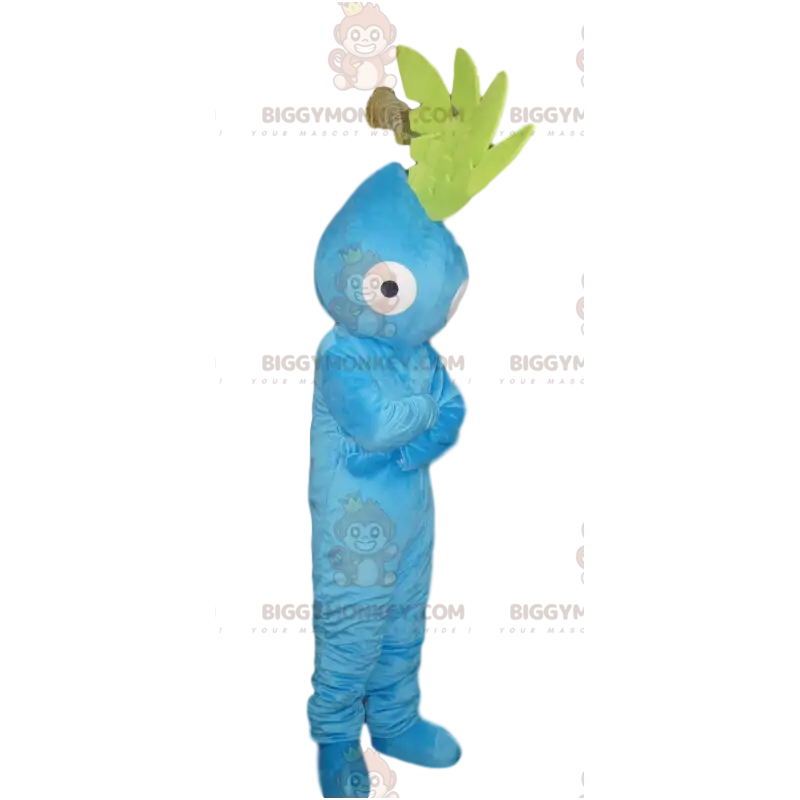 BIGGYMONKEY™ Maskottchenkostüm Aquablauer Charakter mit grünem BIGGYMONKEY™ Maskottchenkostüm Aquablauer Charakter mit grünem