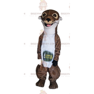 BIGGYMONKEY™ Costume da mascotte Lontra marrone e bianca con