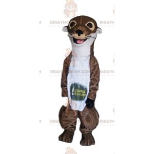 BIGGYMONKEY™ Mascot Costume Brown and White Otter with Huge