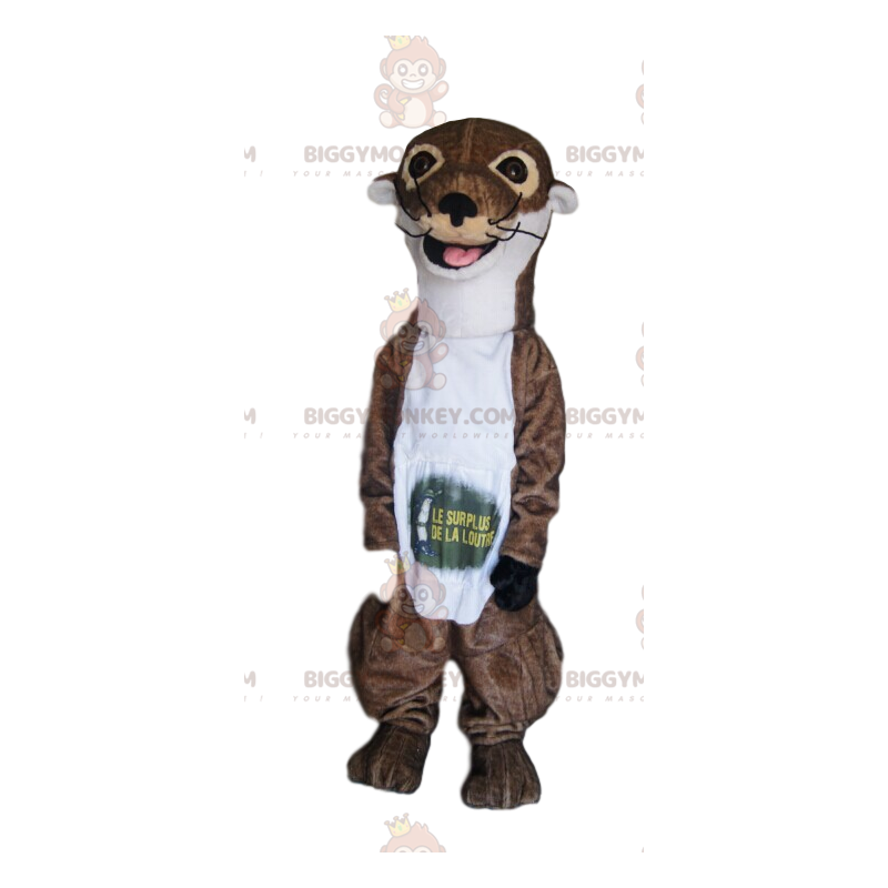 BIGGYMONKEY™ Mascot Costume Brown and White Otter with Huge