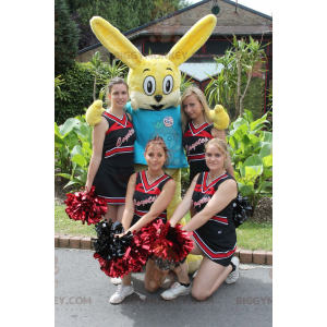BIGGYMONKEY™ Mascot Costume Yellow Rabbit With Blue T-Shirt –
