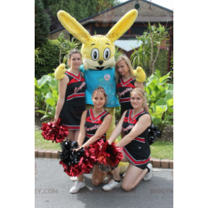 BIGGYMONKEY™ Mascot Costume Yellow Rabbit With Blue T-Shirt -