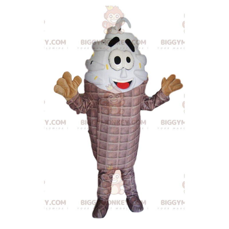 Costume de mascotte BIGGYMONKEY™ de cornet de glace appétissant Costume de mascotte BIGGYMONKEY™ de cornet de glace appétissant