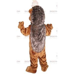 Meget smilende grå og brun pindsvin BIGGYMONKEY™ maskot kostume