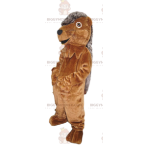 Kostium maskotka bardzo uśmiechniętego szaro-brązowego jeża BIGGYMONKEY™ - Maskotki Jeż - BIGGYMONKEY_013891 - BiggyMonkey.com
