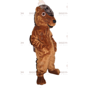 Kostium maskotka bardzo uśmiechniętego szaro-brązowego jeża BIGGYMONKEY™ - Maskotki Jeż - BIGGYMONKEY_013891 - BiggyMonkey.com