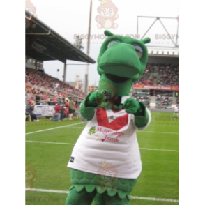 Traje de mascote de dinossauro dragão verde BIGGYMONKEY™ com
