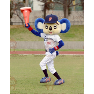 Wit en blauw koala-mascottekostuum BIGGYMONKEY™ in sportkleding