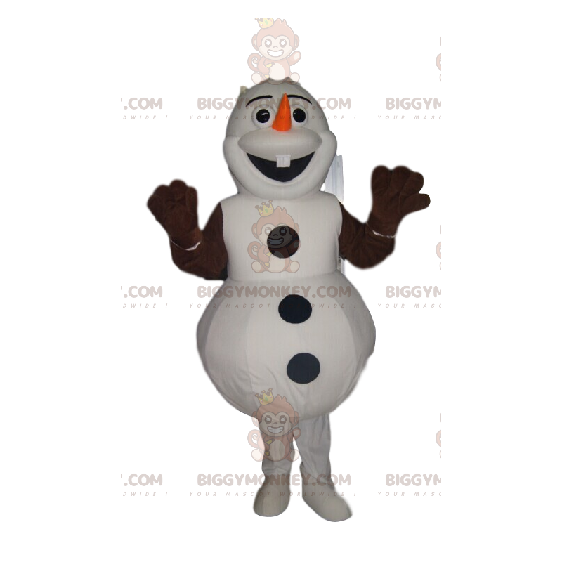 Olafs BIGGYMONKEY™ Maskottchenkostüm, Happy Frozen Snowman - Maskottchen berühmte Leute - BIGGYMONKEY_013899 - BiggyMonkey.com