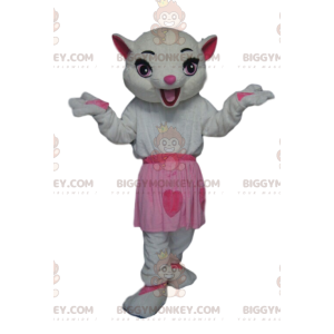 White Pussy BIGGYMONKEY™ Mascot Costume with Pink Skirt –