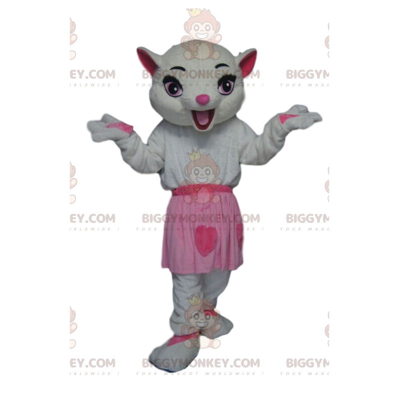 Costume da mascotte BIGGYMONKEY™ con figa bianca e gonna rosa - Costume da mascotte BIGGYMONKEY™ con figa bianca e gonna rosa -