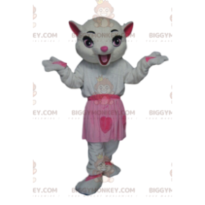 Valkoinen pussy BIGGYMONKEY™ maskottiasu vaaleanpunaisella