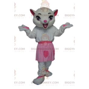 White Pussy BIGGYMONKEY™ Mascot Costume with Pink Skirt –