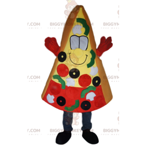 Kostým maskota pizzy BIGGYMONKEY™ s plátkem oliv, rajčat a