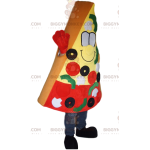 BIGGYMONKEY™ Slice of Olives, Tomatoes and Peppers Pizza Mascot