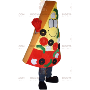 Kostium maskotki pizzy BIGGYMONKEY™ plasterek oliwek, pomidorów