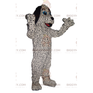 Costume mascotte BIGGYMONKEY™ cane bianco maculato nero -