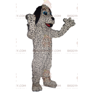 Zwart gespikkelde witte hond BIGGYMONKEY™ mascottekostuum -