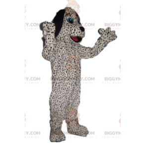 Zwart gespikkelde witte hond BIGGYMONKEY™ mascottekostuum -