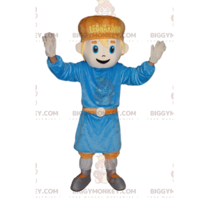 Little Boy BIGGYMONKEY™ Mascot Costume with Blue Tunic -