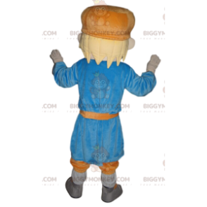 Traje de mascote Little Boy BIGGYMONKEY™ com túnica azul –