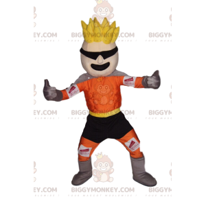 Blonde Superhero BIGGYMONKEY™ Mascot Costume with Fun Hairstyle