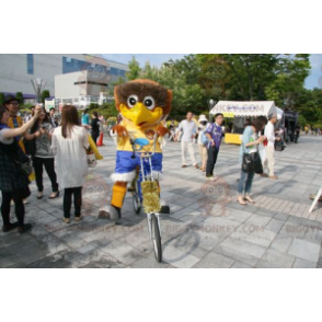 Traje de mascote de pássaro marrom grande BIGGYMONKEY™ com