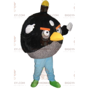 Angry Bird zwart en grijs BIGGYMONKEY™ mascottekostuum -