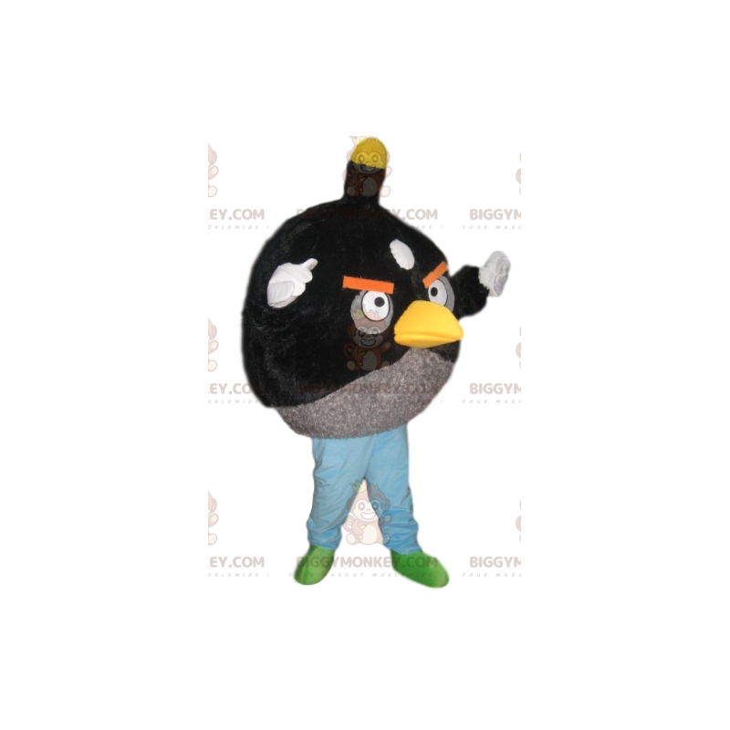 Costume de mascotte BIGGYMONKEY™ de Angry Bird noir et gris -